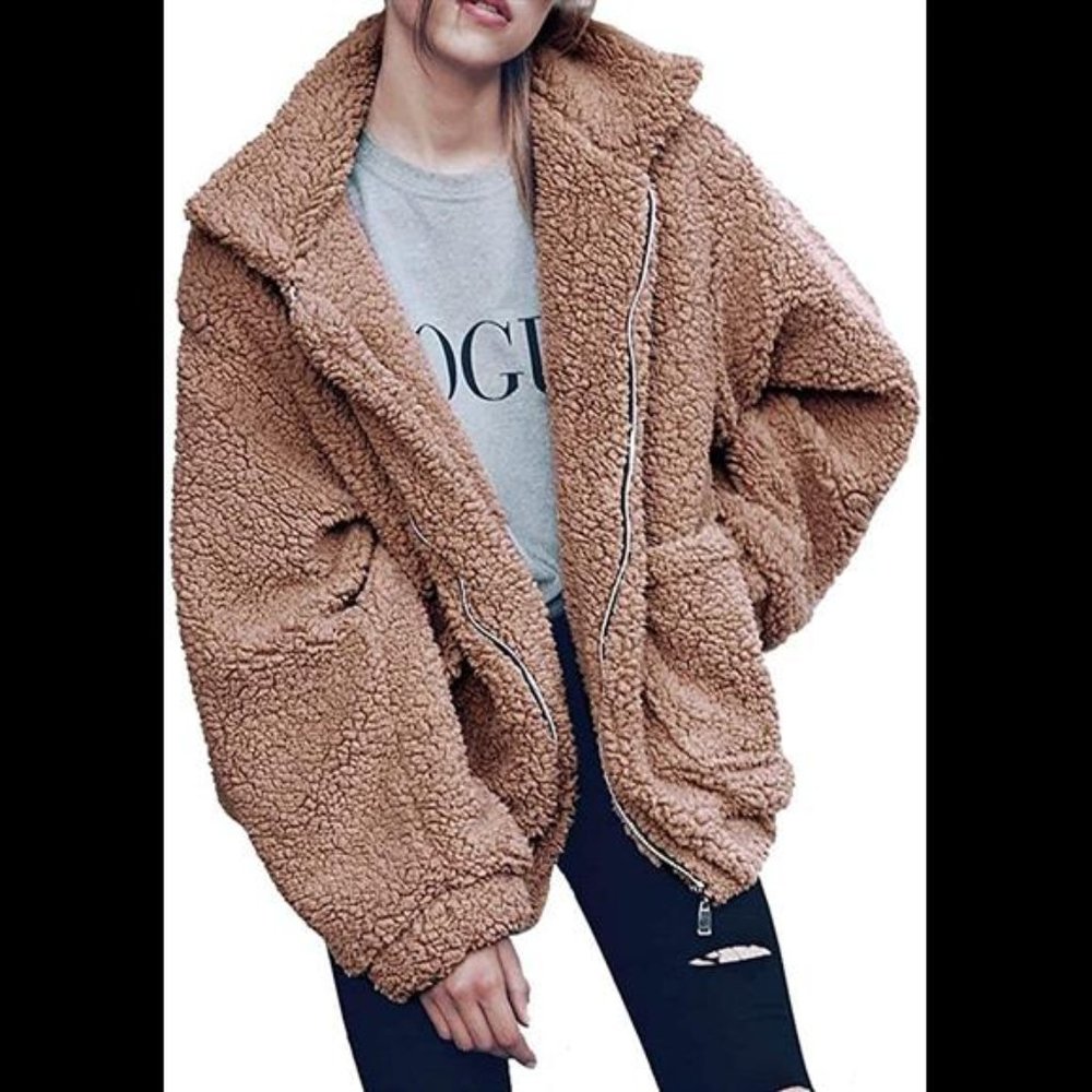 PRETTYGARDEN Women's 2022 Fashion Winter Coat Long Sleeve Lapel Zip Up Faux - Picture 1 of 6